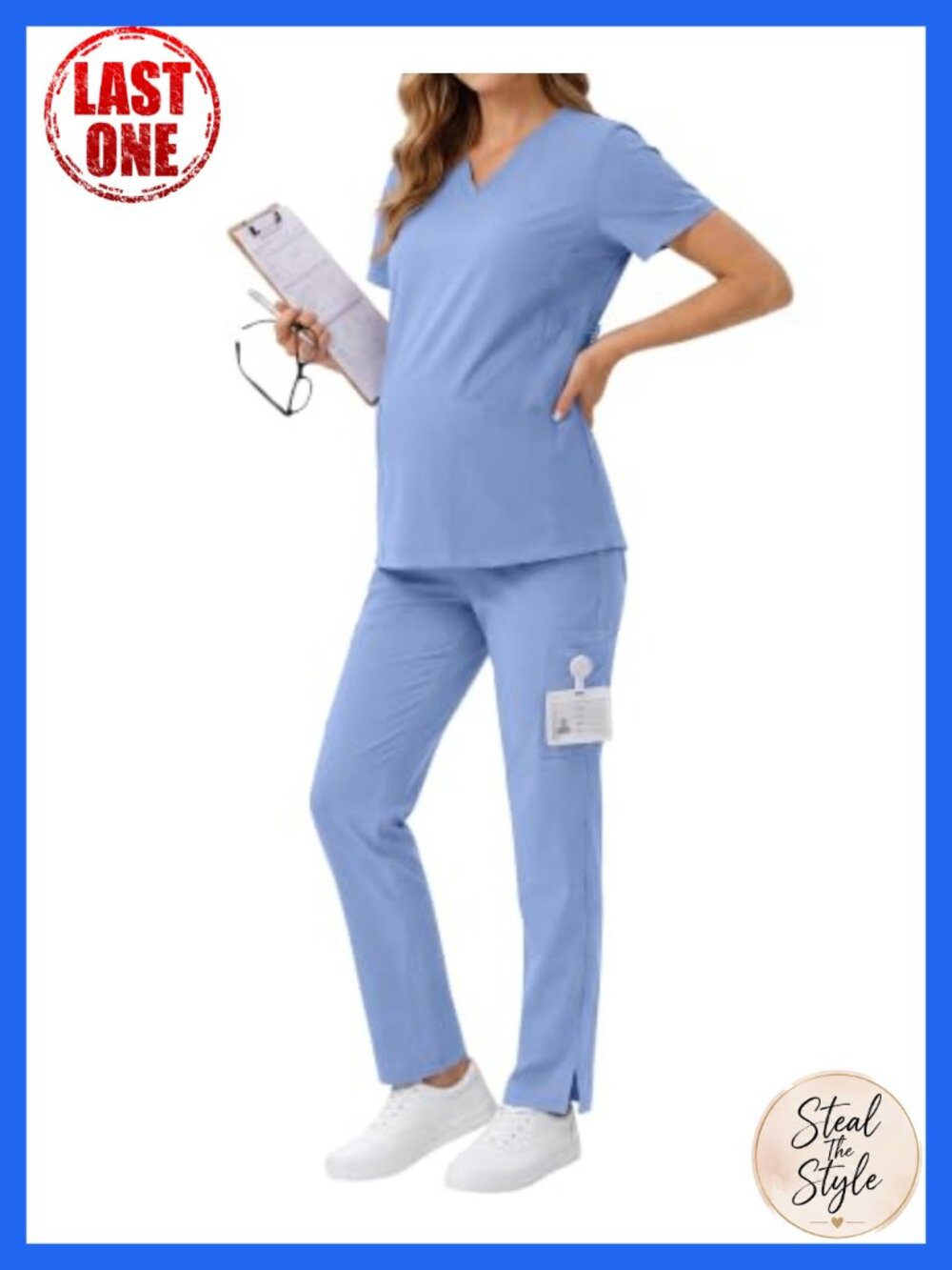 Maternity Scrub Set Cotton Nylon Spandex V Neck Jogger Nurse Uniform